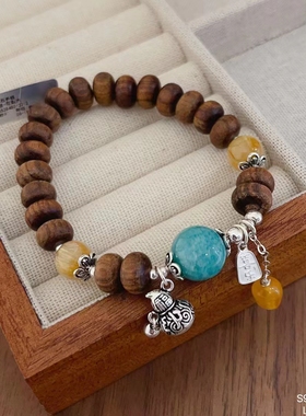 小众高级感复古S925银葫芦吊坠手链女梨花木串珠手饰配饰2025年