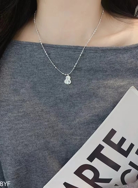 银色新中式平安葫芦项链女时尚高级感锁骨链小众轻奢个性颈链新款