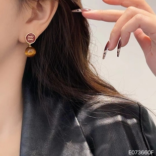 百搭耳饰新款 欧美个性 独特字母虎眼石耳钉女小众高级感耳环时尚