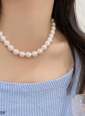 时尚个性仿珍珠项链女高级感轻奢锁骨链气质百搭颈链2025年新款