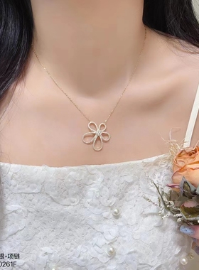 时尚高级感S925银镂空花朵项链女小众毛衣链轻奢锁骨链气质颈链