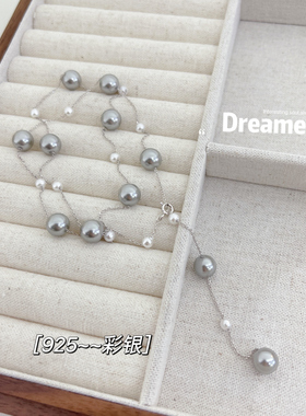 仿珍珠Y形项链925银门店爆设计款