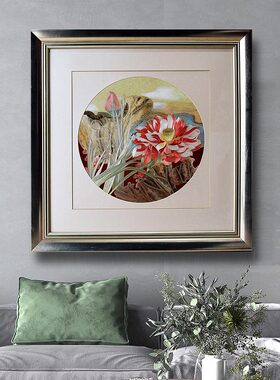 70*70顾氏手工刺绣花卉荷花挂画