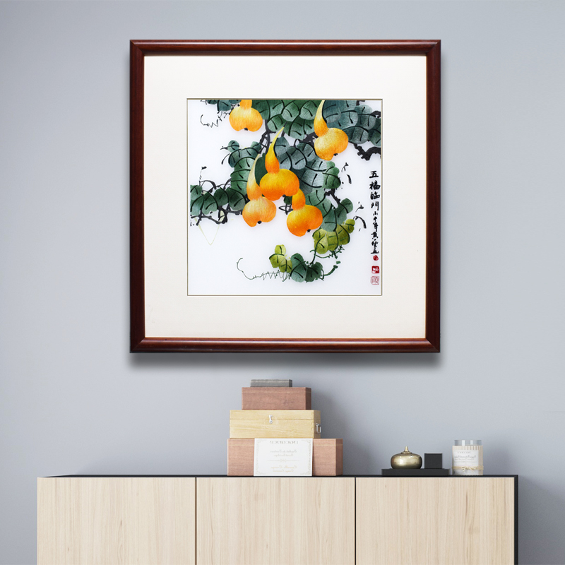 顾氏手工苏绣兰花草装饰挂画