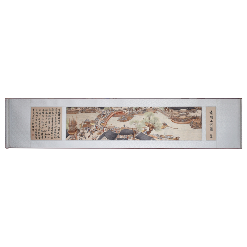 顾氏苏绣纯手工刺绣清明上河图精品挂画客厅办公室真丝刺绣装饰画