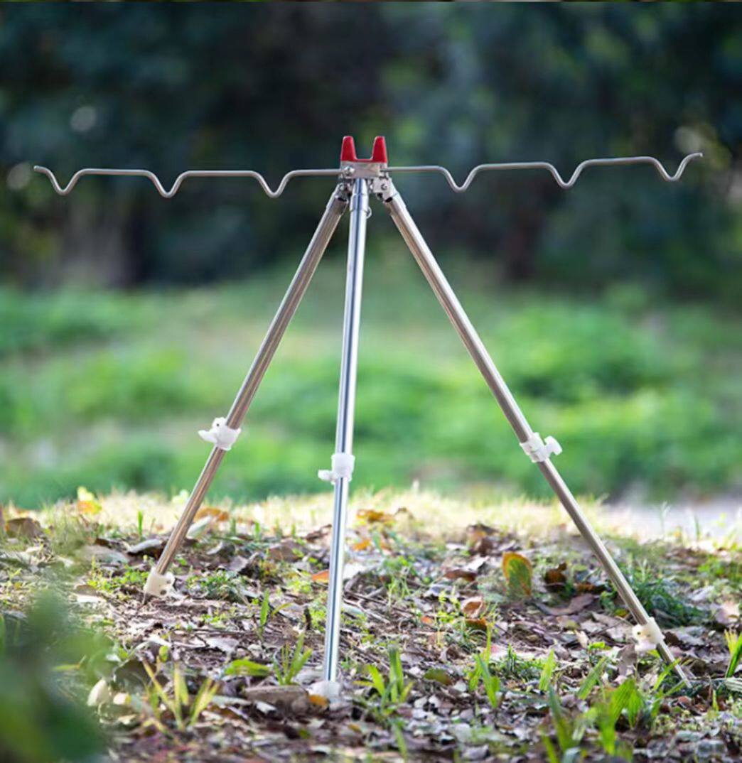 户外垂钓钓鱼1米2不锈钢多功能收缩海杆抛竿钓鱼竿支架炮台地插