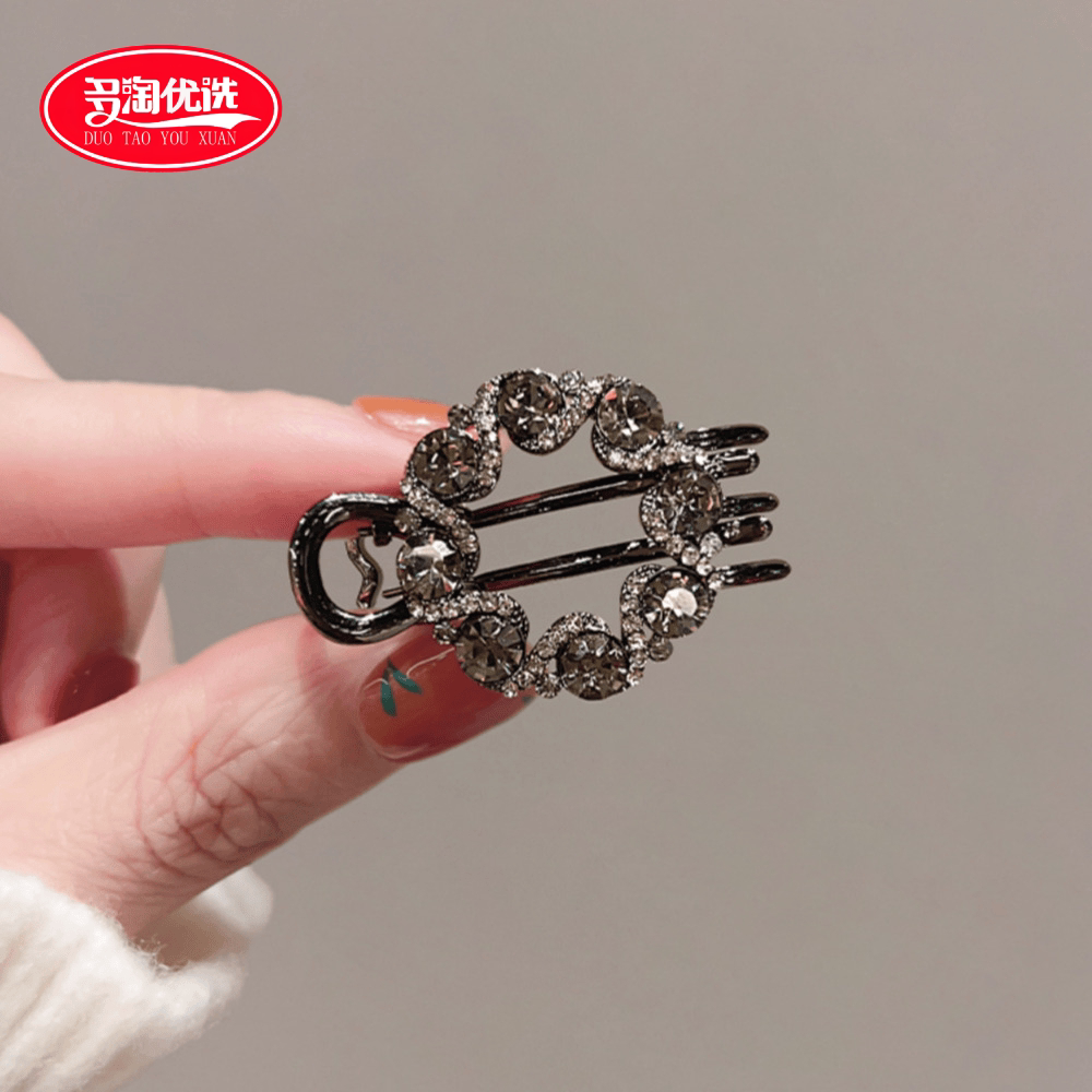 赫拉小姐~气质镂空鸭嘴夹 侧边刘海夹发卡子碎发夹子黑色珍珠头饰