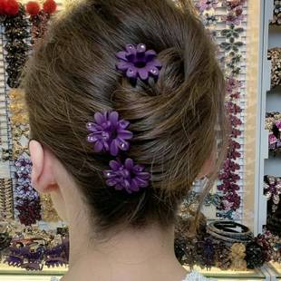 三个一组复古轻奢菊花小抓夹捷克钻刘海夹气质夹子头饰后脑勺碎发
