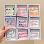卡通儿童穿戴甲片果冻胶3 16岁小学生可拆卸美甲贴女孩礼物指甲贴