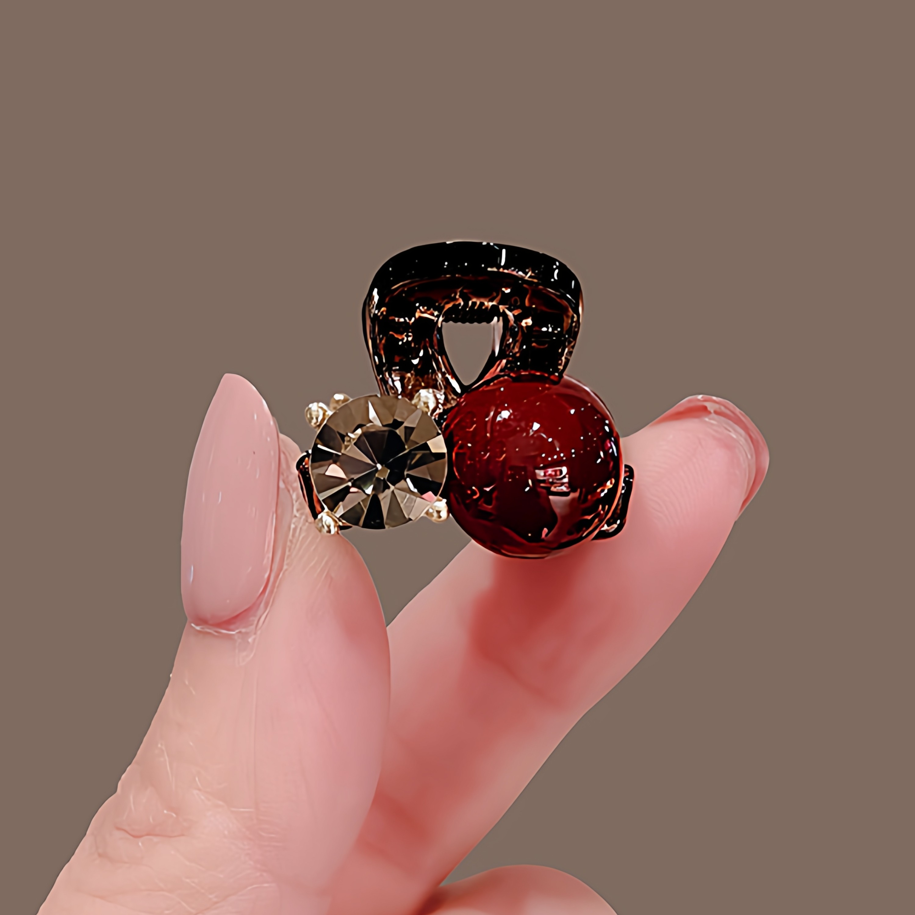 红色水钻珍珠抓夹小号刘海夹碎发