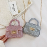 Детская сумка, милая сумка через плечо, прозрачная цепь, маленькая льняная сумка из жемчуга, кошелек, в стиле Шанель, на цепочке