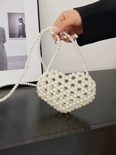 Портативная летняя плетеная сумка через плечо из жемчуга, небольшая сумка