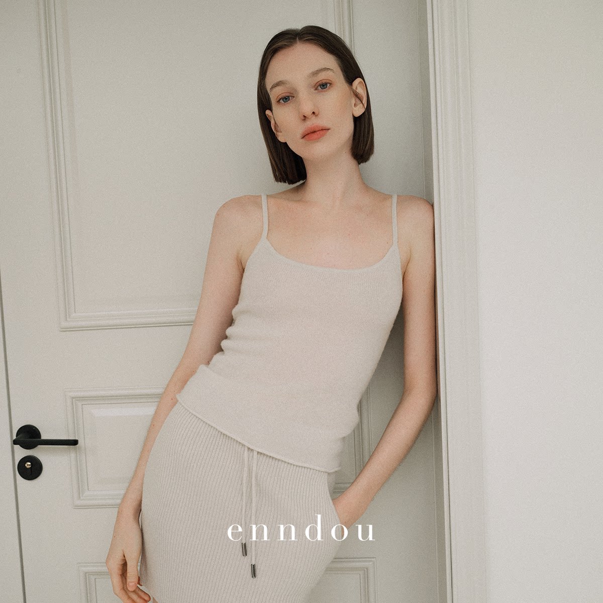 enndou 100%纯山羊绒内搭初秋上衣针织吊带背心女原创设计可外穿