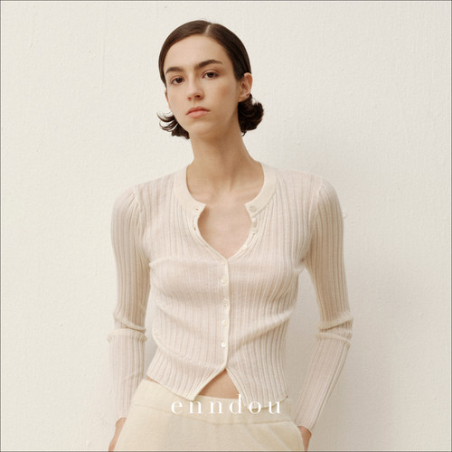 enndou100%羊绒精纺针织开衫