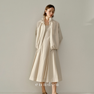 enndou 120支匹马棉休闲花苞拉链外套纯棉上衣 00上新