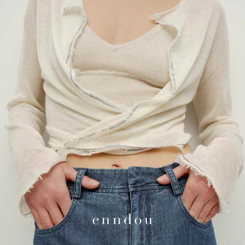 enndou 100%水溶羊绒18针针织上衣外套春秋新款薄款针织开衫