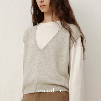 enndou100%纯羊绒背心马甲