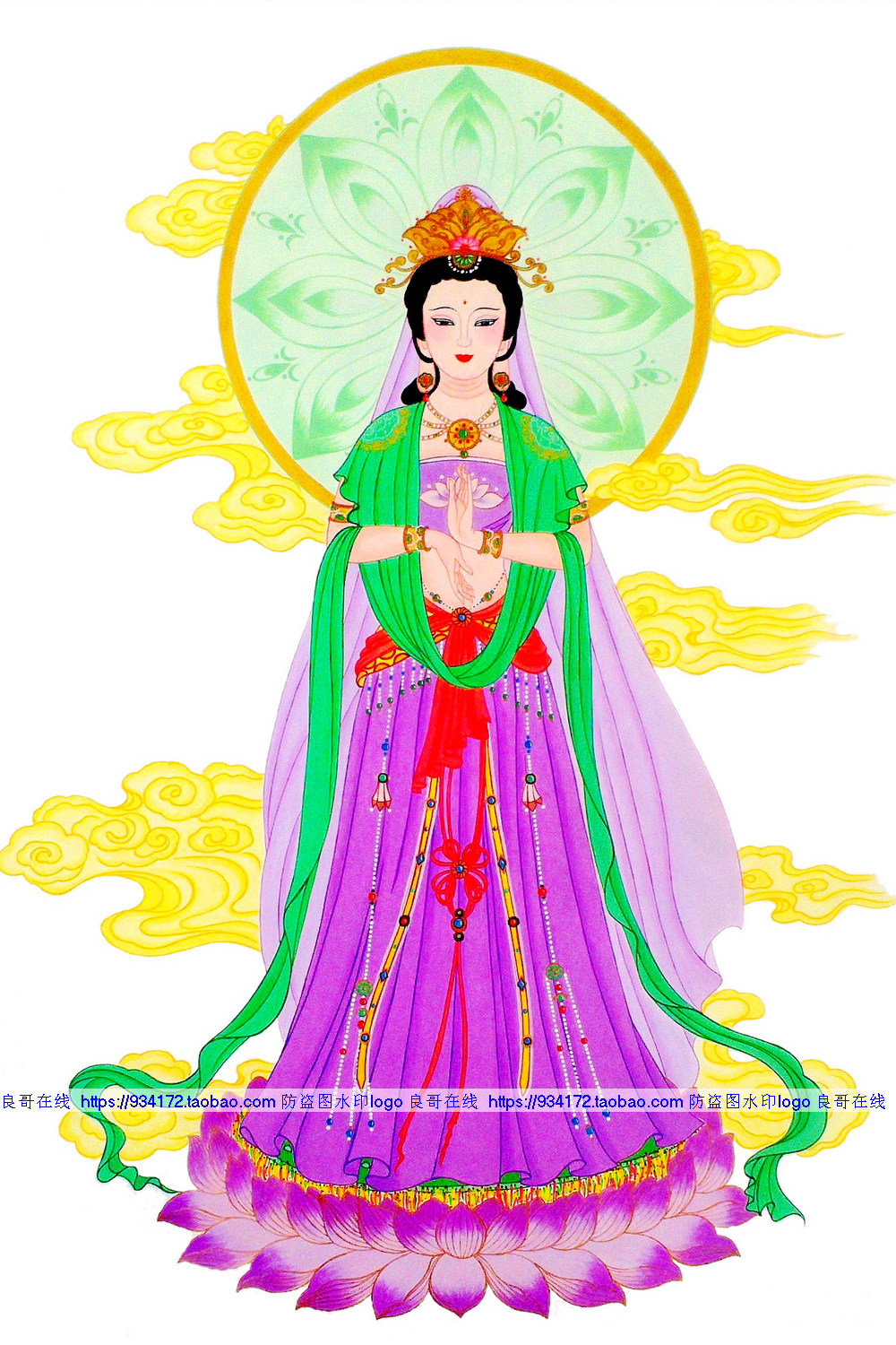 线绣 满绣印花包邮手绣女仙九天娘娘九天玄母十字绣 九天玄女美图