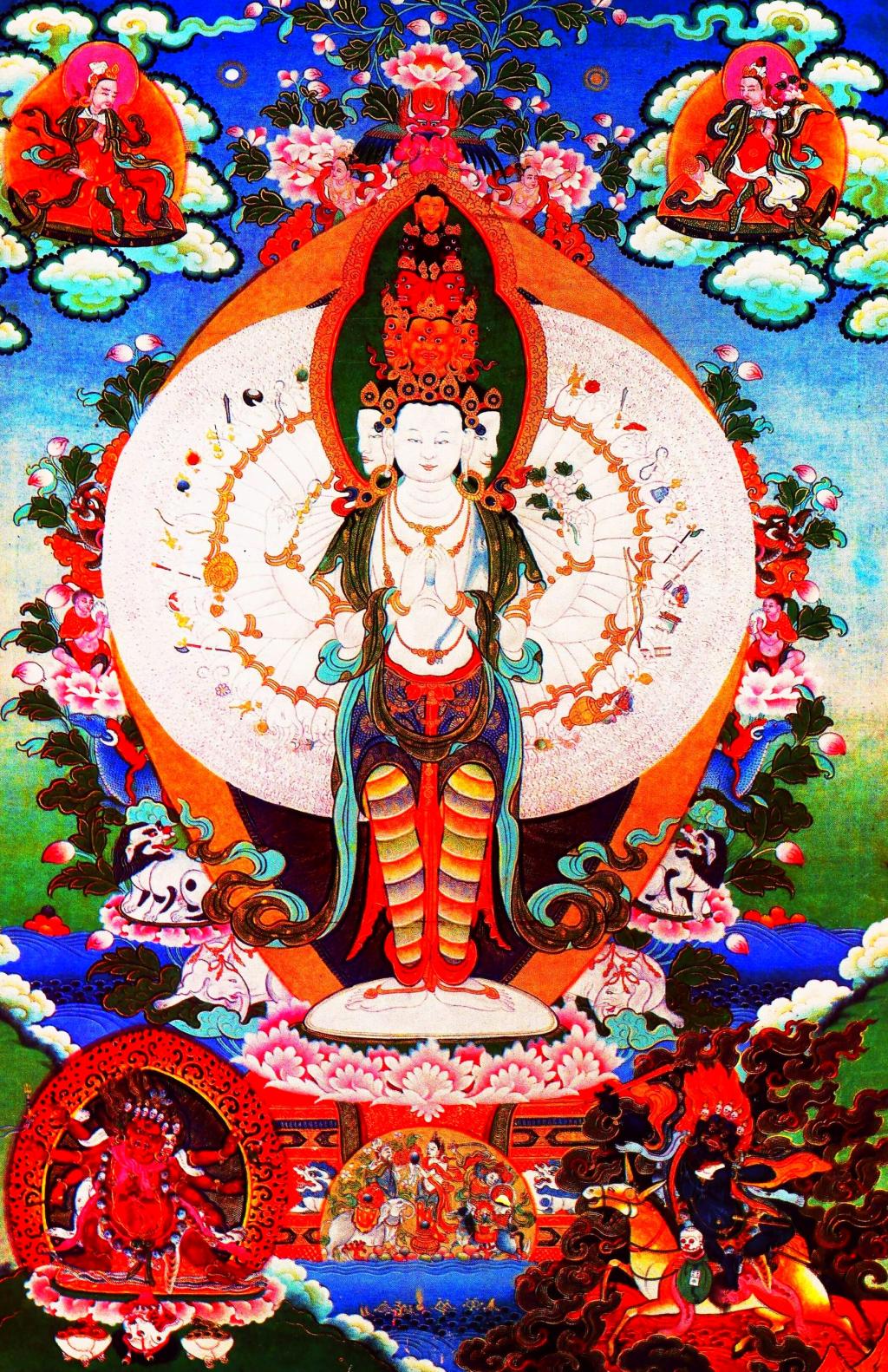 线绣 满格全绣 印布印花 十字绣定制  千手千眼观世音菩萨
