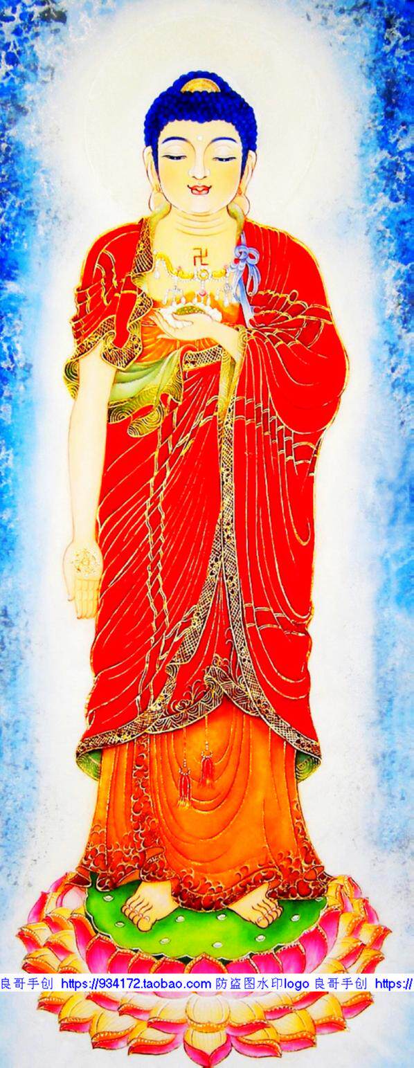 线绣 满绣 满格绣 印布印花印布 阿弥陀佛十字绣 红衣阿弥陀佛