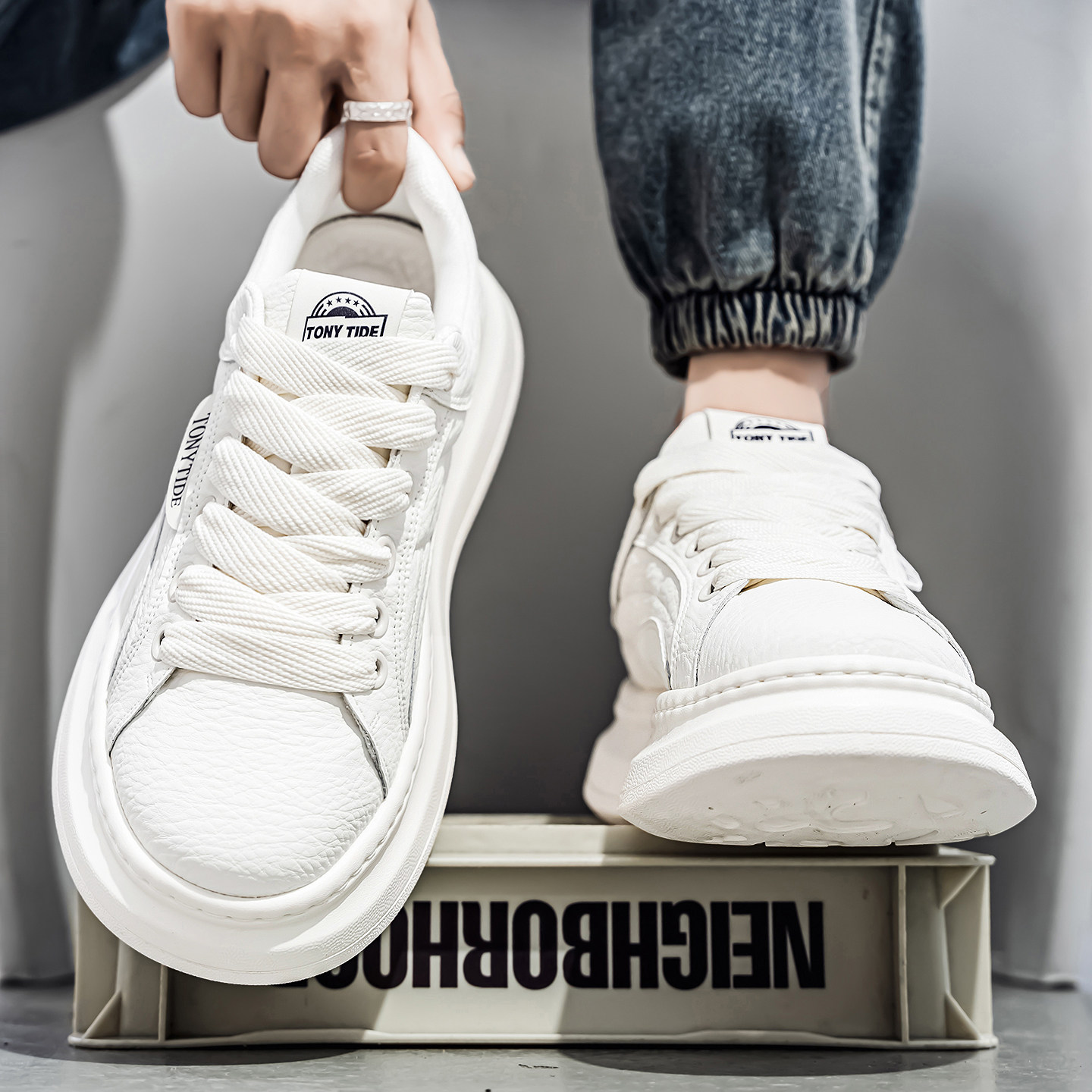 冬季男鞋休闲潮牌高级感小白板鞋青少年运动增高百搭学生白色潮鞋,流行男鞋,休闲板鞋,淘宝优惠券,粉丝福利购,淘宝优惠卷