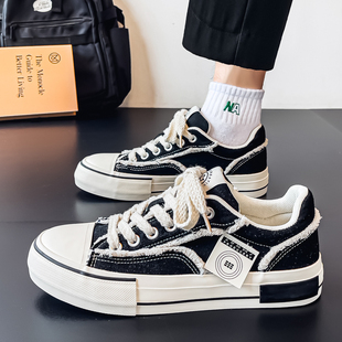 帆布鞋男2026新款夏季隐形内增高10cm潮流百搭软底运动休闲男板鞋