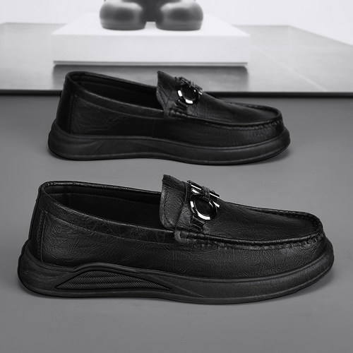 豆豆男鞋春季英伦风商务黑色休闲