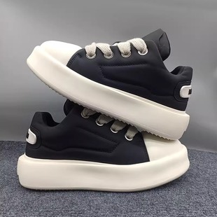 网红爆款男鞋夏季百搭潮牌高级感厚底板鞋男士休闲鞋增高面包潮鞋