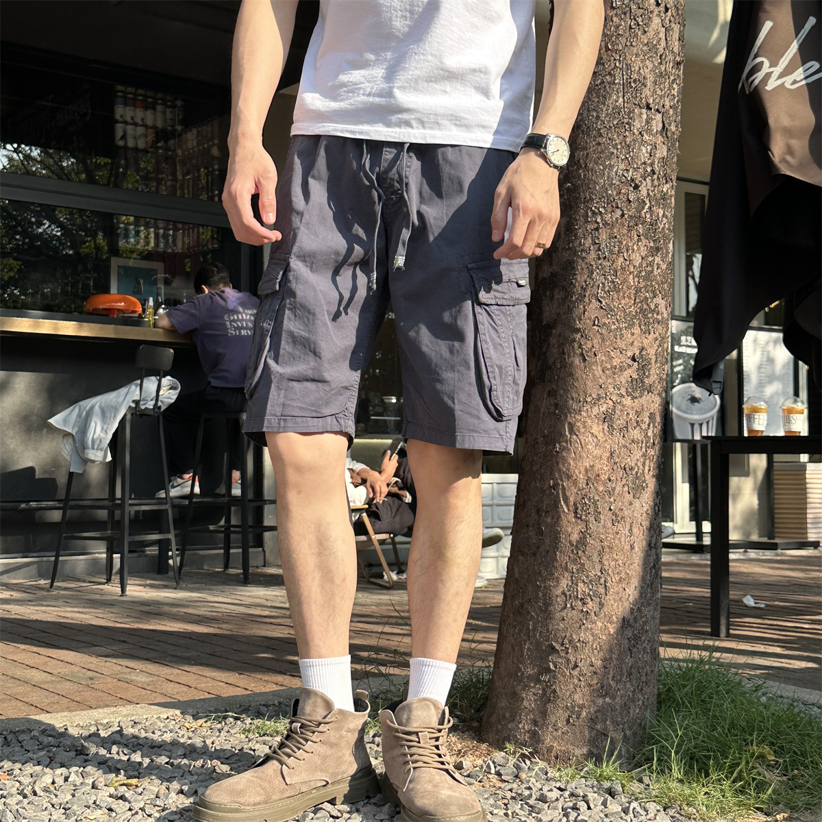 2025夏季新款潮牌重磅工装短裤男士美式复古宽松休闲五分中裤子男