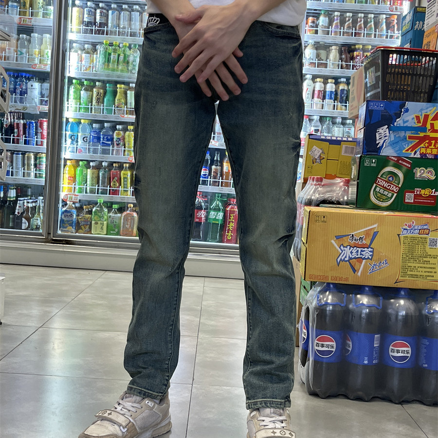 暴走的河马美式复古牛仔裤