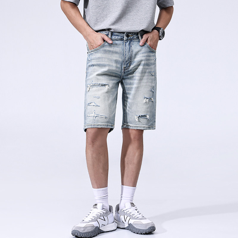 2026年新款牛仔裤男款夏季潮牌休闲百搭修身小脚五分裤男5