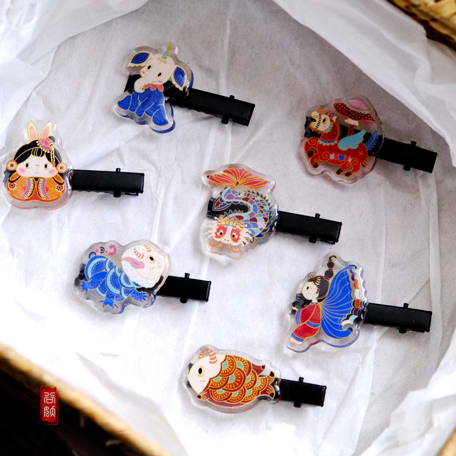 谷妖 发夹原创非遗设计贵州礼物苗绣神兽流海夹衣服夹