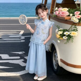 NEXT JANSO女童旗袍连衣裙套装夏季2026新款儿童汉服国风中式裙子