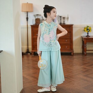NEXT JANSO女童汉服背心套装夏装2026新款儿童国风流苏超仙两件套