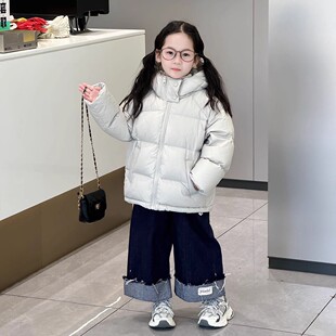 NEXT JANSO女童羽绒服短款2025新款中大童90国标白鸭绒面包服外套