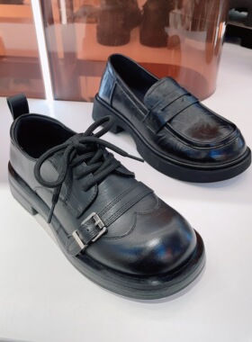 183-2玛莎玛索春季新款平底英伦风复古小皮鞋系带休闲鞋低帮单鞋