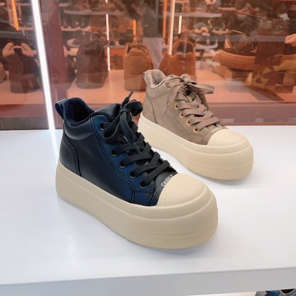 53-3201玛莎玛索厚底松糕毛绒里板鞋皮面防水防滑加厚保暖大棉鞋