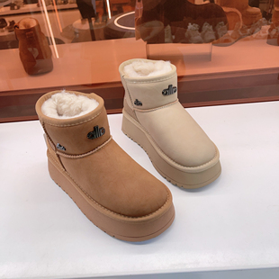 厚底雪地靴皮面防水防滑加厚短靴大棉鞋 新款 800玛莎玛索冬季 622