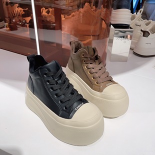 320玛莎玛索冬季 舒适百搭款 棉鞋 皮面系带松糕鞋 绒里厚底板鞋