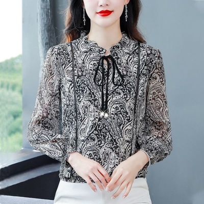 时尚减龄雪纺衬衫2025秋季季新款