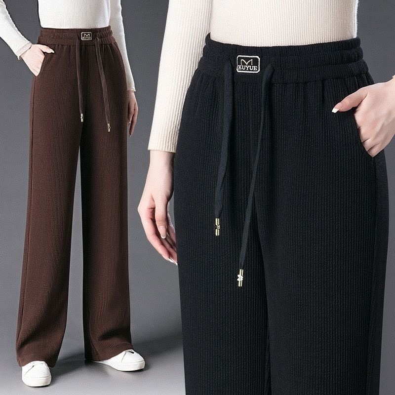 欧棉绒复合北极绒高腰直筒休闲裤