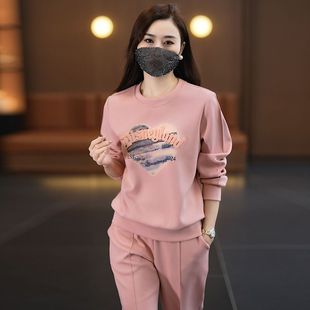 洋气减龄休闲运动两件套女宽松显瘦卫衣套装 时尚 新款 2025年春秋季