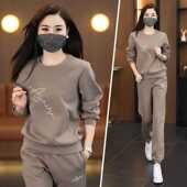 圆领宽松百搭女士洋气卫衣两件套 春秋2025休闲新款 运动服套装 时尚