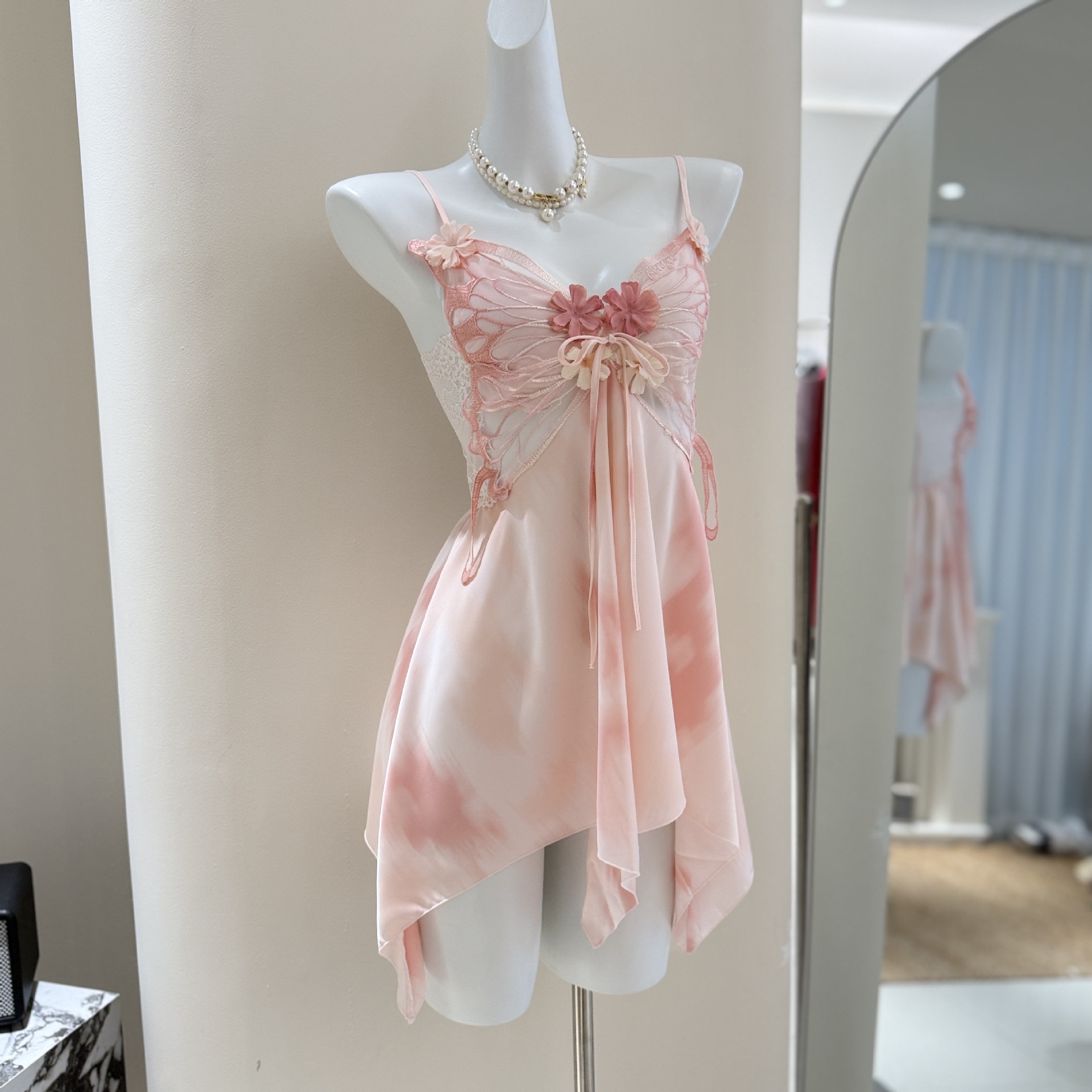 桑之绸冰丝晕染蝴蝶仙气甜睡裙