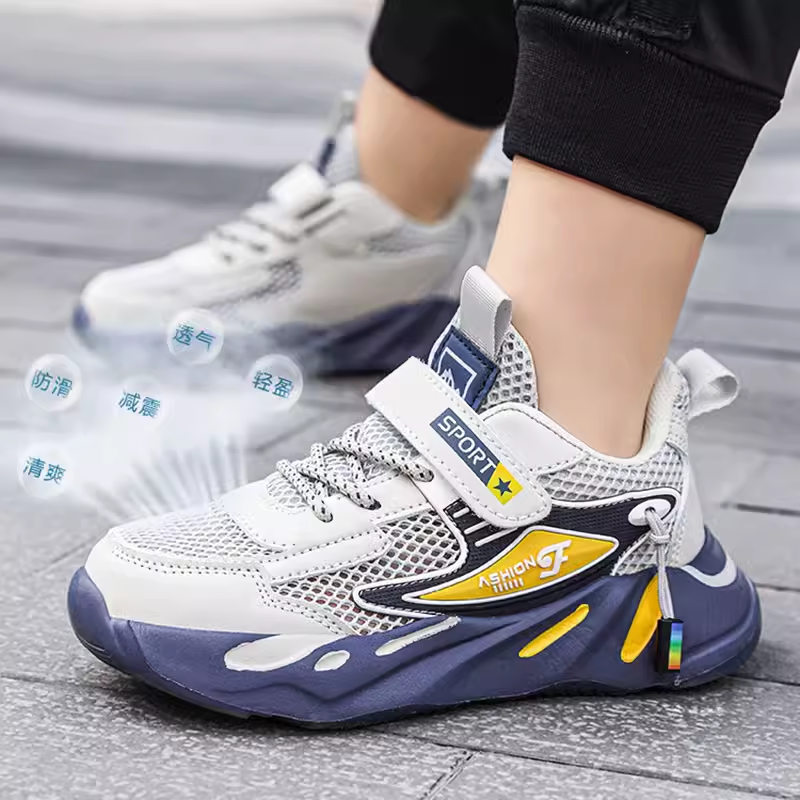 8儿童鞋子男款2025夏季新款潮9大码单网男童运动鞋男孩薄网鞋12岁