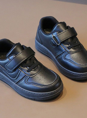 儿童鞋子女男款2025新款纯黑色男童板鞋女童幼童宝宝小童三四五岁