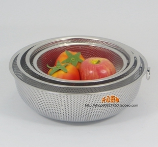 出口304不锈钢沥水篮洗菜盆漏盆家用淘米器筛滤水盆果蔬篮子