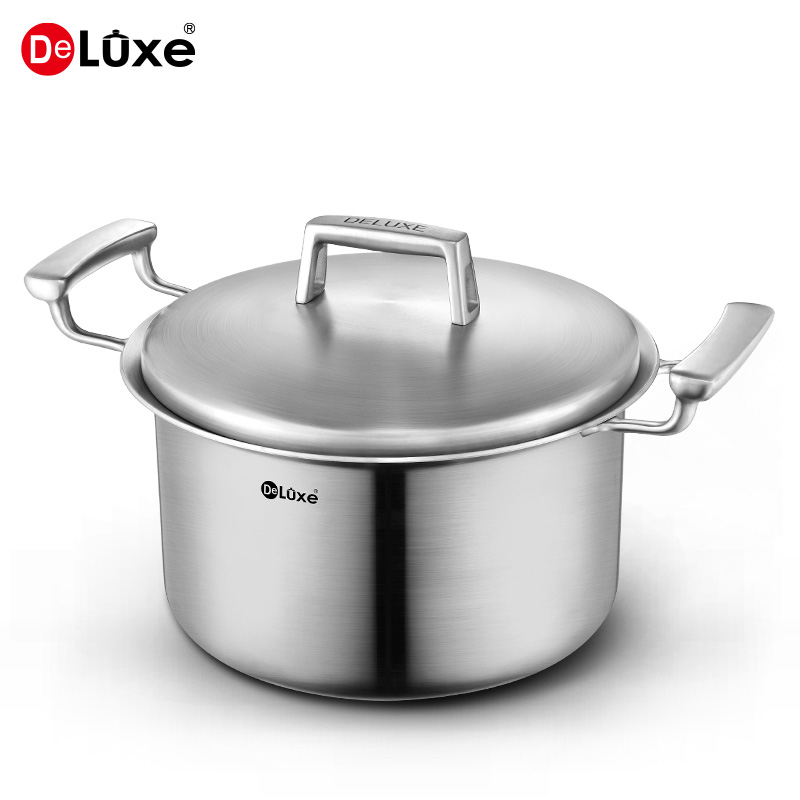 deluxe德纳斯18/10不锈钢汤锅炖锅蒸锅燃气电磁炉通用20cm包邮