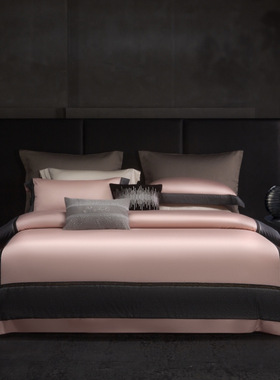 高端轻奢现代简约160S匹马棉色织提花五星级床品四件套亲肤舒适软