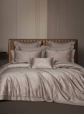 高端轻奢田园中式160S长绒棉全棉色织提花别墅四件套亲肤舒适柔软